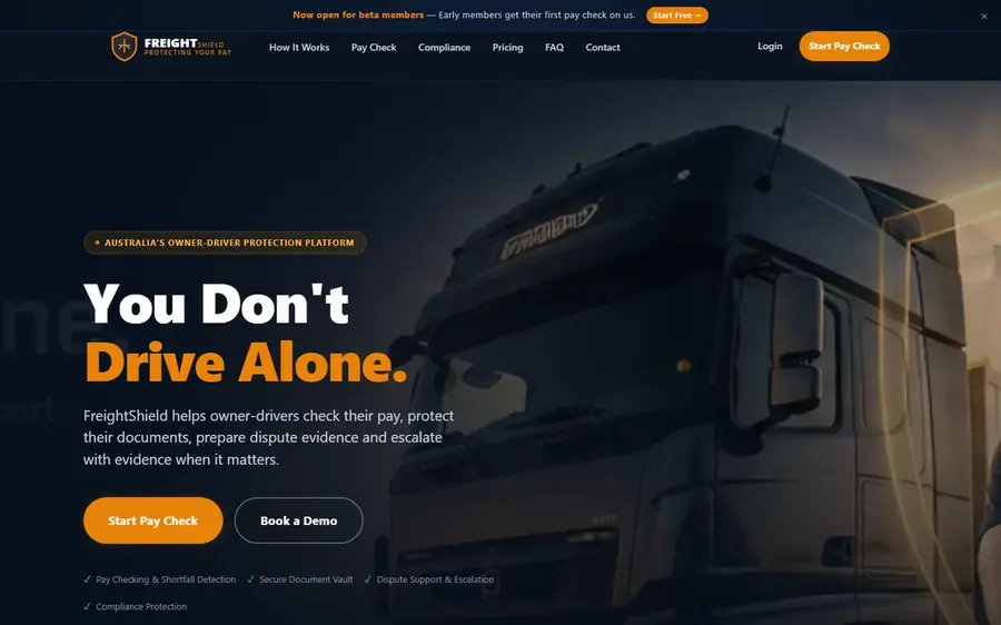 Screenshot of FreightShield