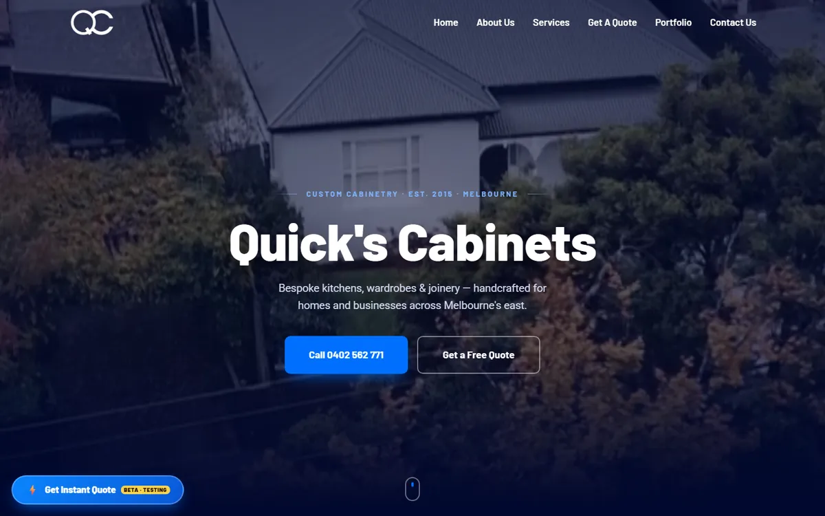Quick’s Cabinets custom cabinetry website redesigned by BVSDesigns
